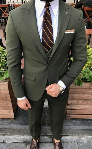 Slim fit herrenanzug grün - fit,